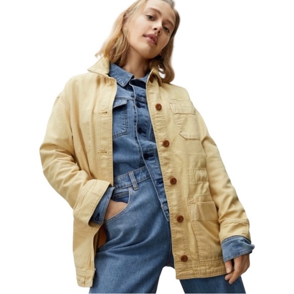 Everlane The Cinchable Chore Jacket Tan/Yellow Women’s Size Medium Pocket Canvas - Picture 14 of 15